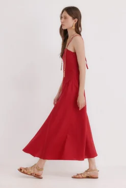 Ailin. Vestido midi rojo
