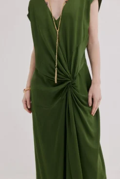 Amelia. Vestido midi drapeado