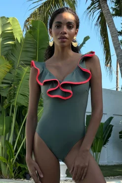 Bañador con volante escote V