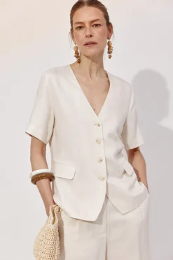 Blazer manga corta