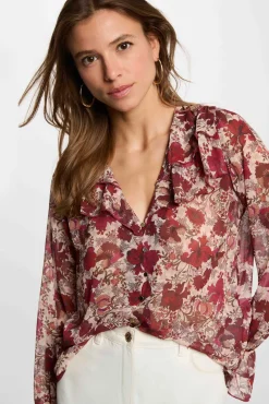 Blusa de gasa con cuello en v