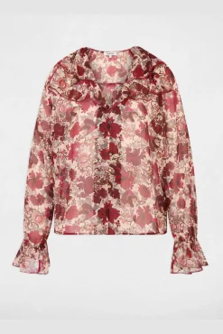 Blusa de gasa con cuello en v