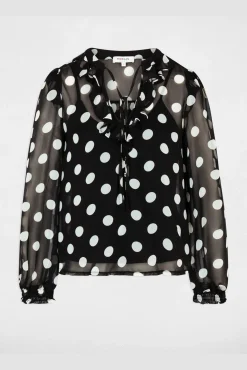 Blusa de gasa con cuello lazado