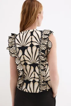 Blusa estampada bicolor