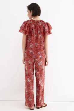 Blusa estampada manga volante