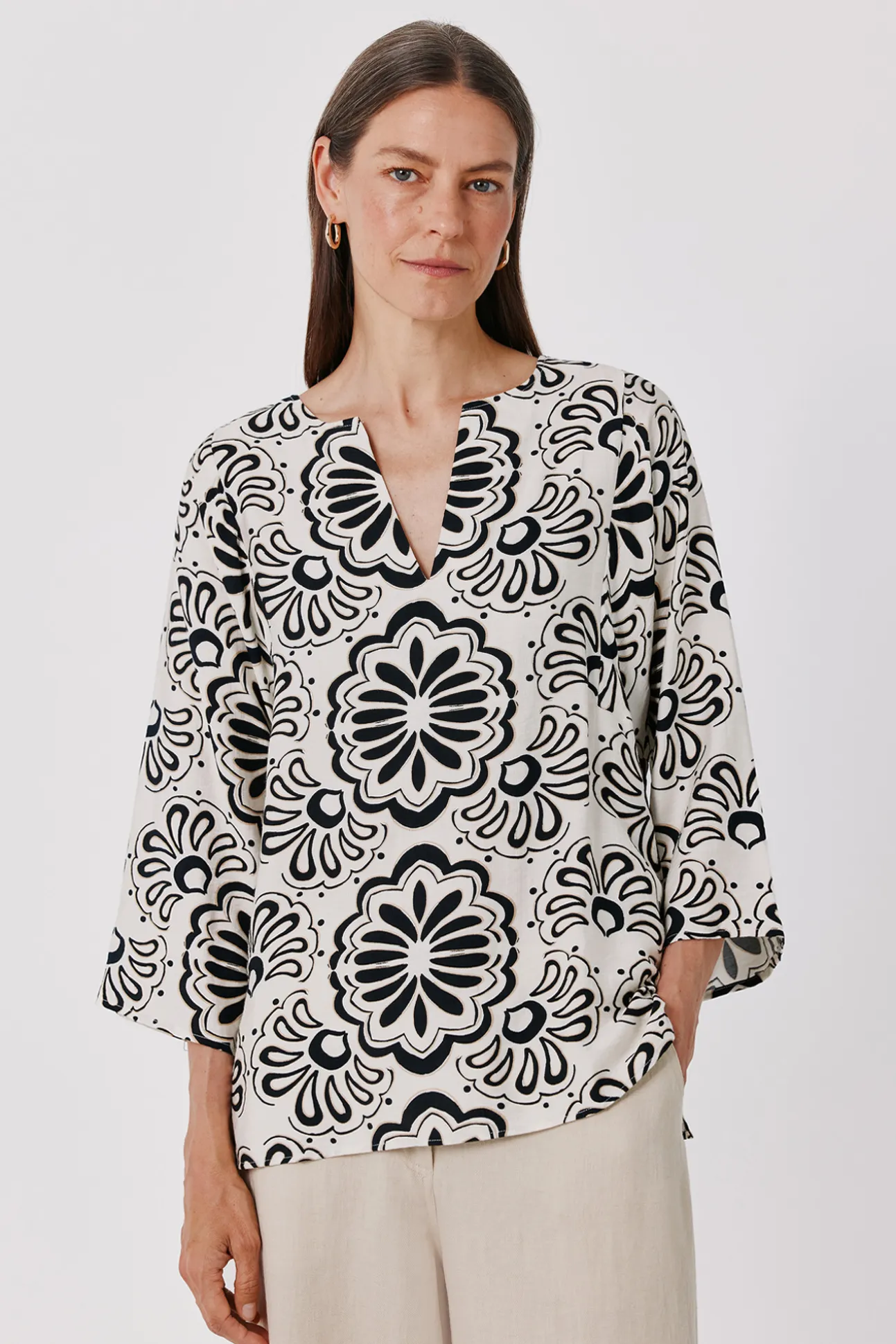 Blusa estampada túnica amplia