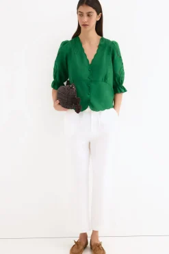 Blusa lino bordados