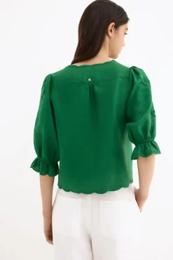 Blusa lino bordados