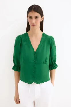 Blusa lino bordados