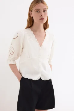 Blusa lino bordados