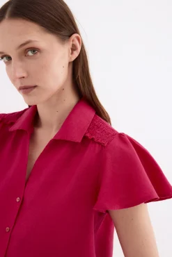 Blusa lino manga corta