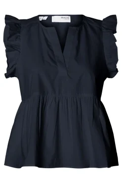Blusa sin mangas y volantes