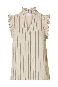 Blusa sin mangas y volantes