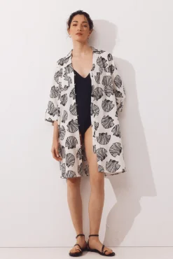Caftán camisero algodón estampado