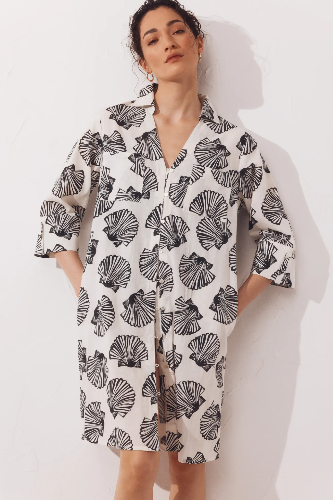 Caftán camisero algodón estampado