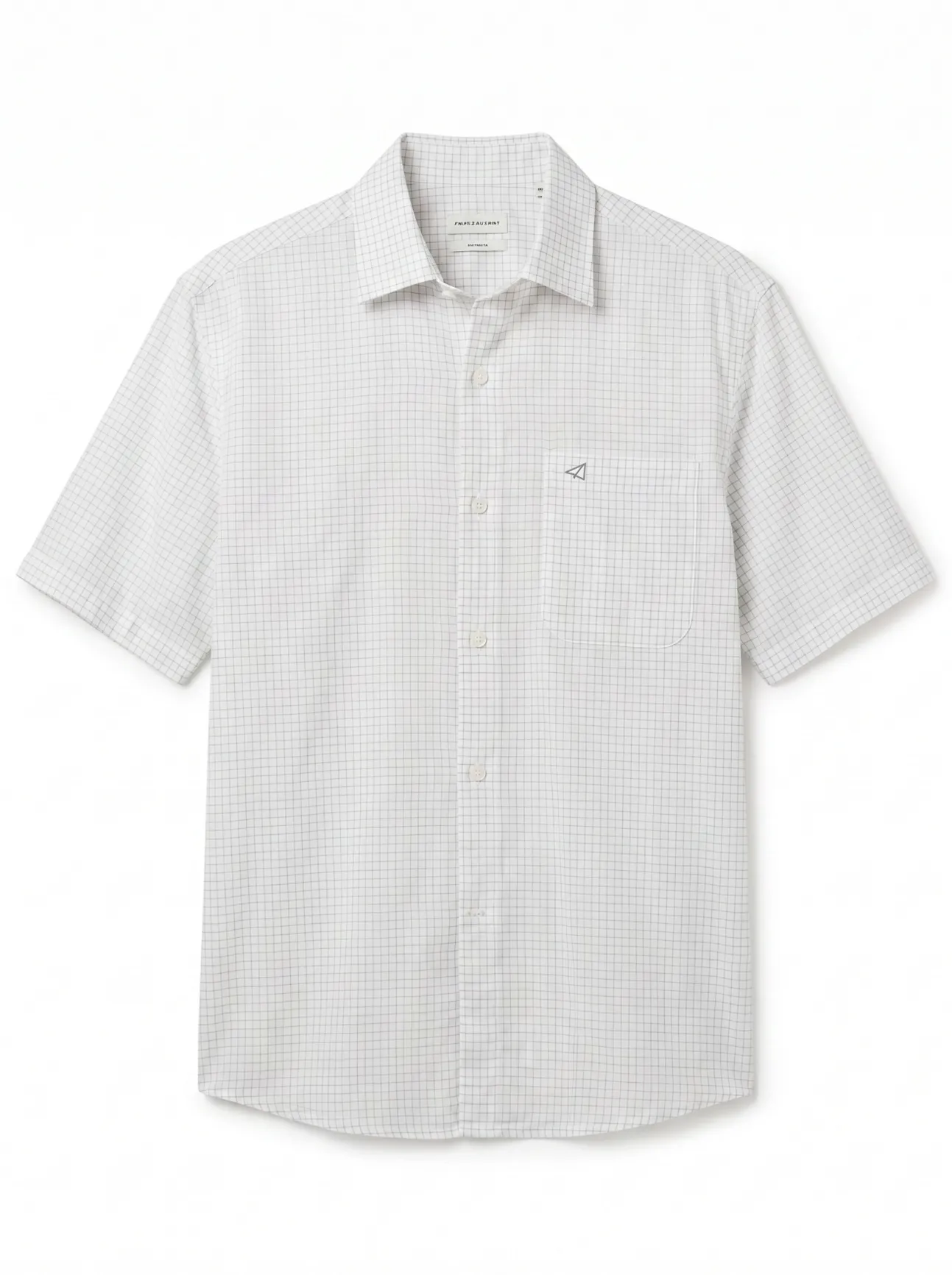 Camisa algodón lino cuadros manga corta
