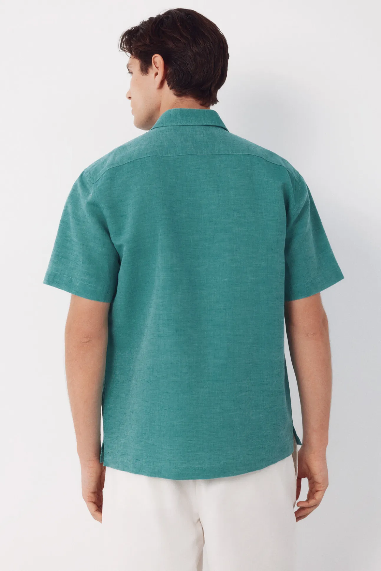 Camisa algodón lino lisa manga corta