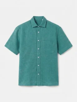 Camisa algodón lino lisa manga corta