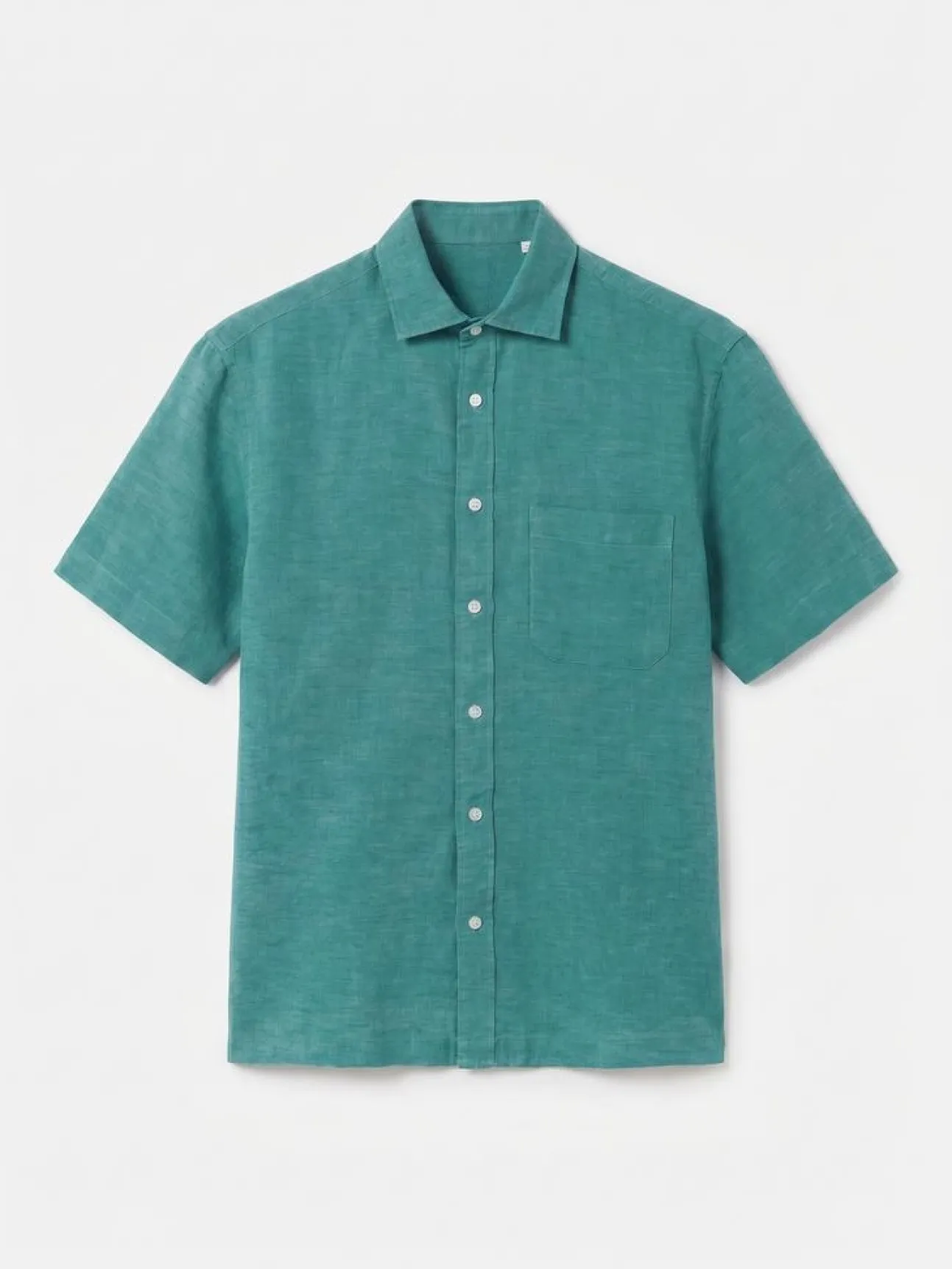 Camisa algodón lino lisa manga corta