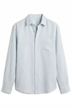 Camisa algodón lino lisa manga larga