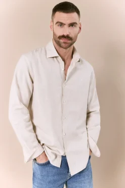 Camisa algodón lino manga larga