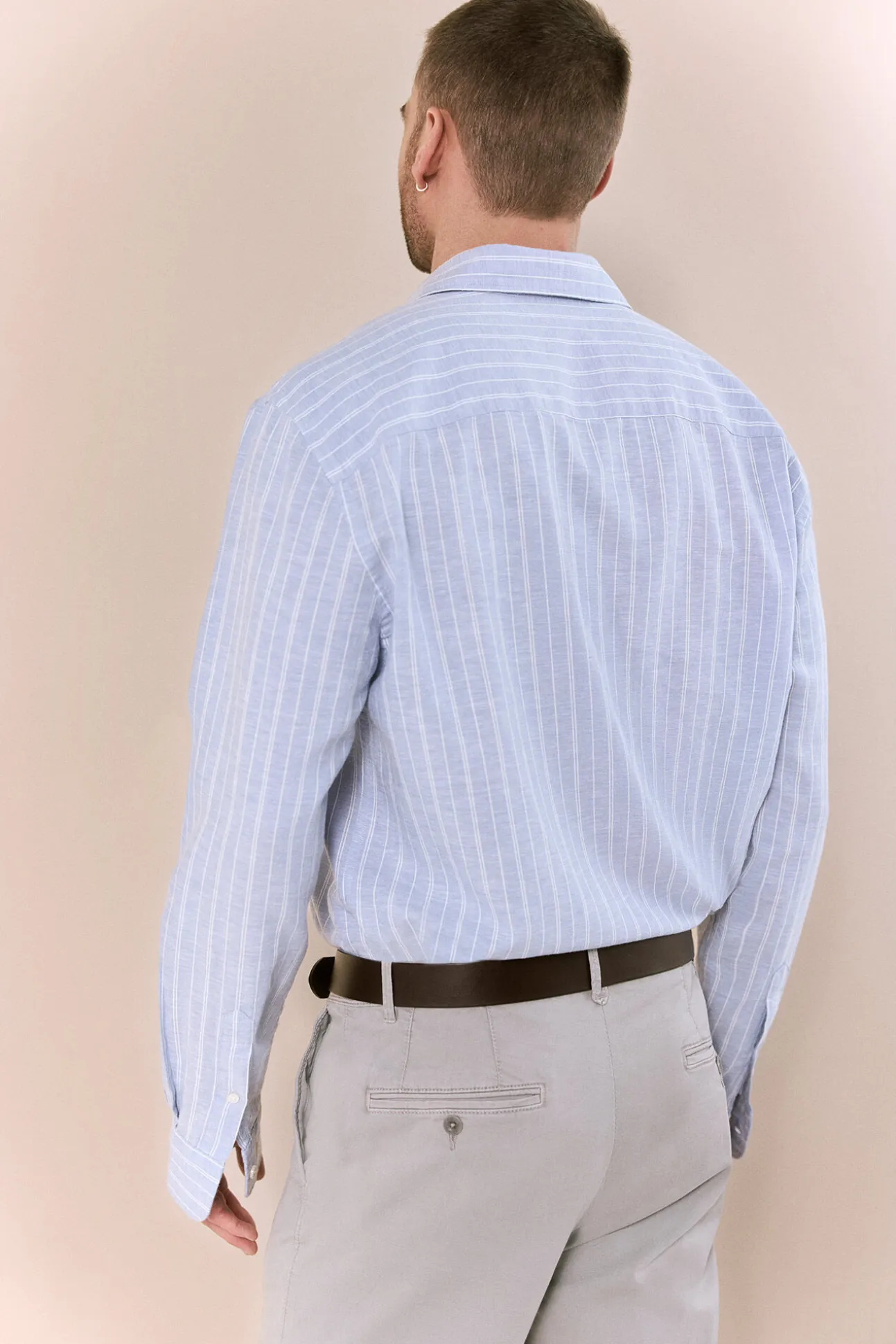 Camisa algodón lino rayas