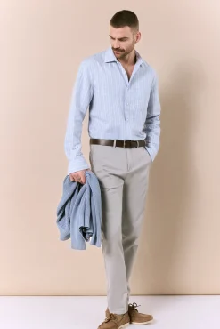 Camisa algodón lino rayas