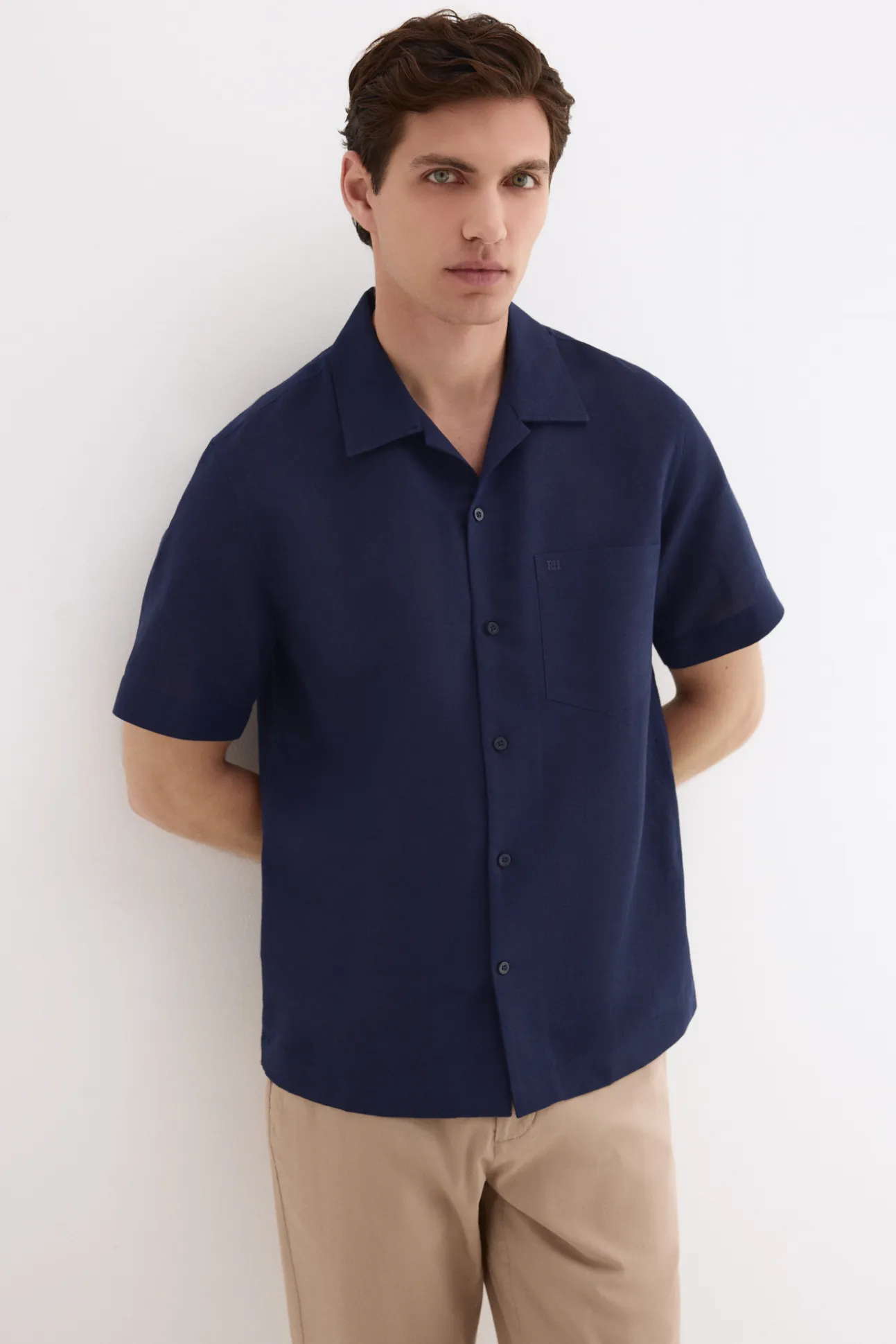 Camisa de lino algodón manga corta