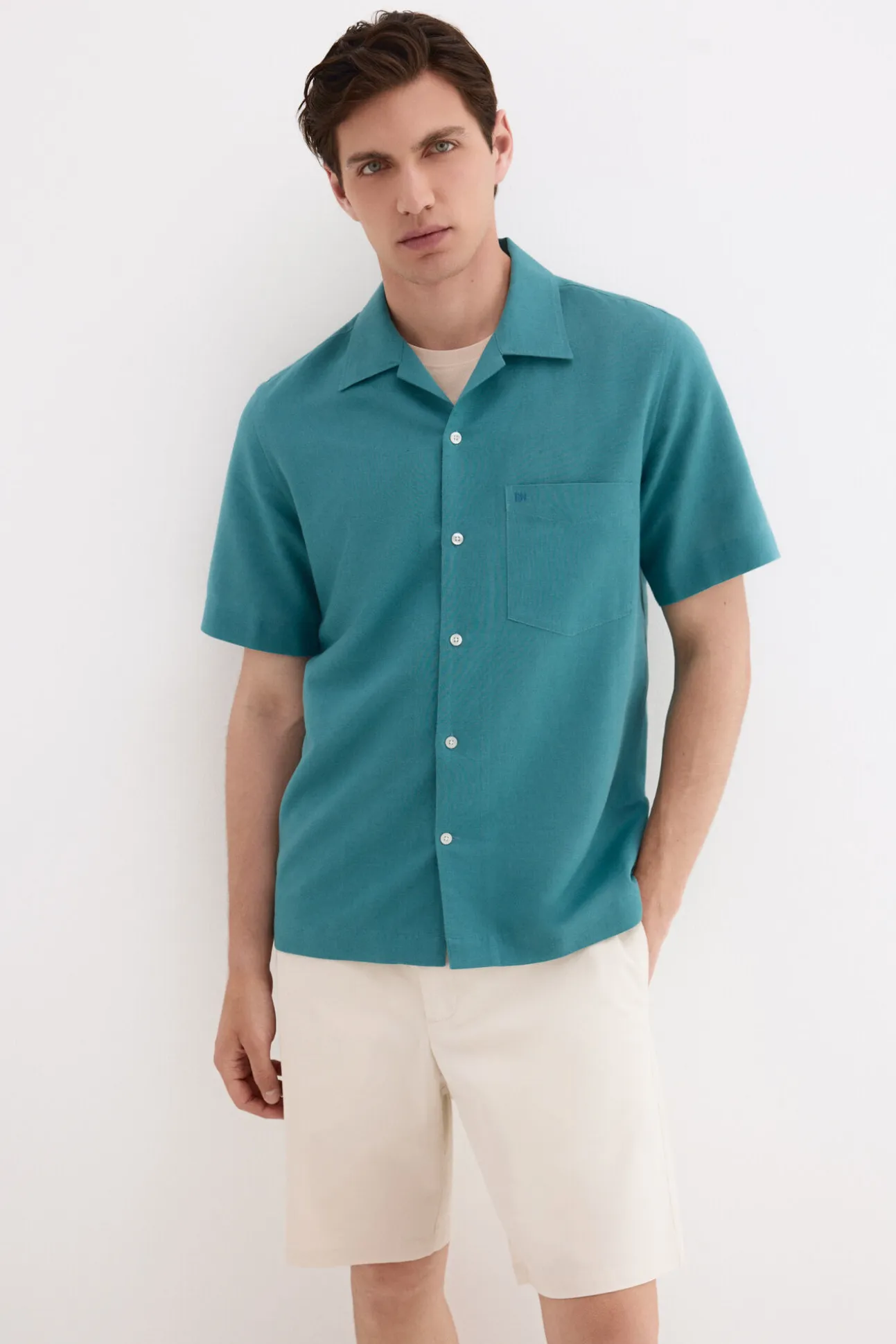 Camisa de lino algodón manga corta