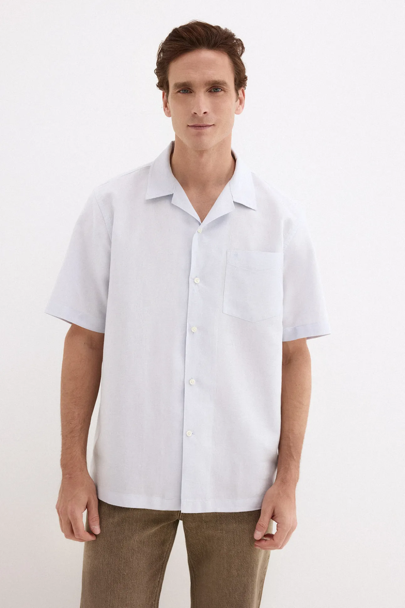 Camisa de lino algodón manga corta