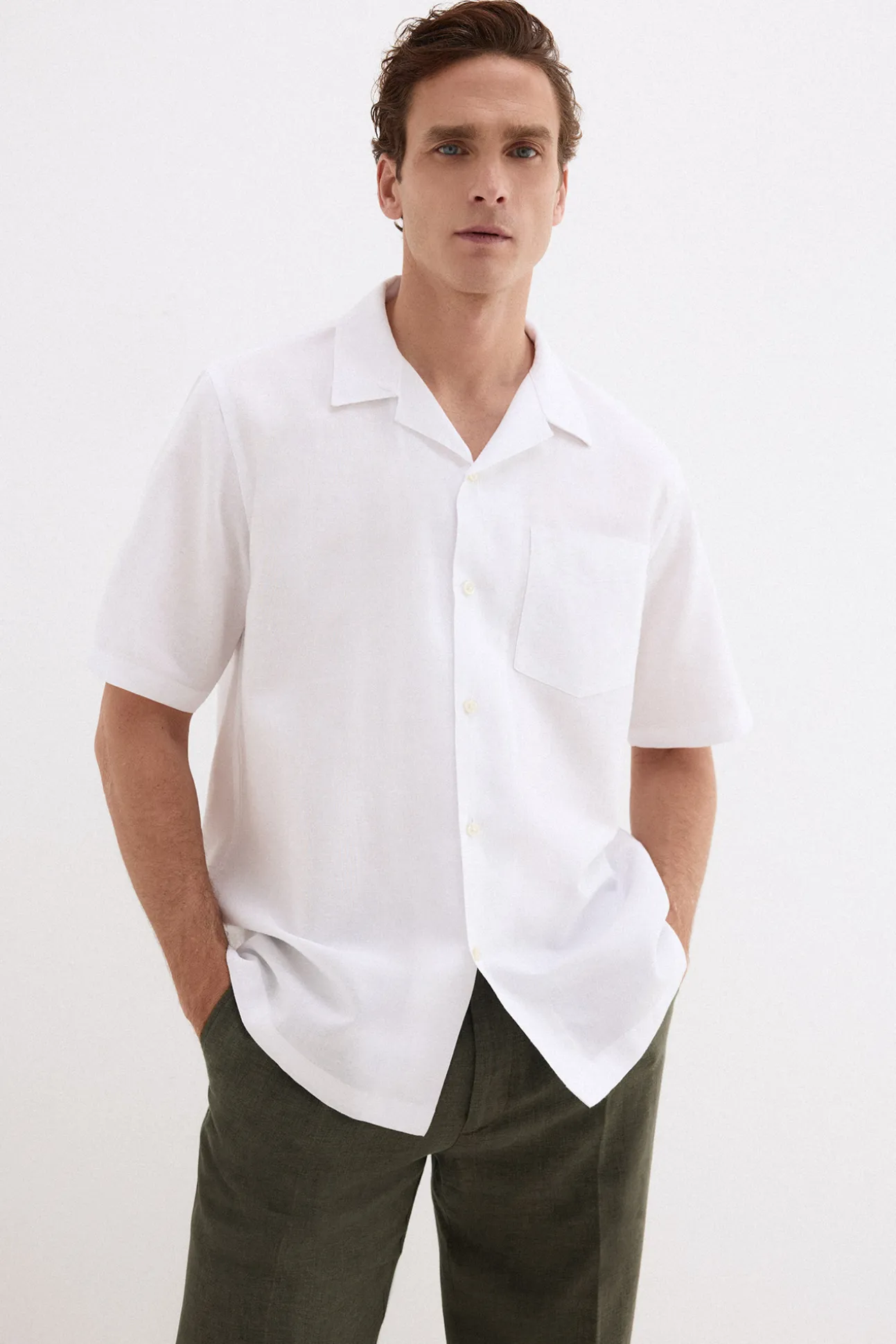 Camisa de lino algodón manga corta