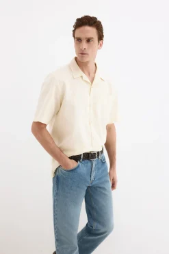 Camisa de lino algodón manga corta