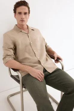 Camisa de lino algodón manga larga