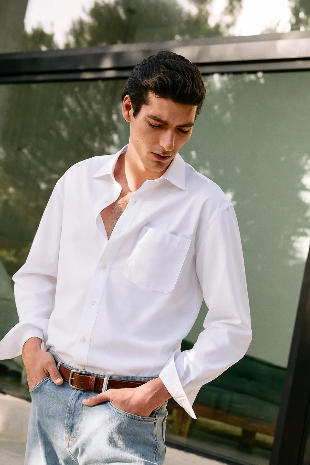 Camisa de lino algodón manga larga