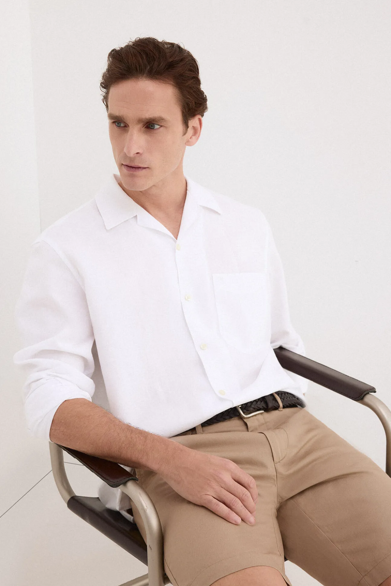 Camisa de lino algodón manga larga
