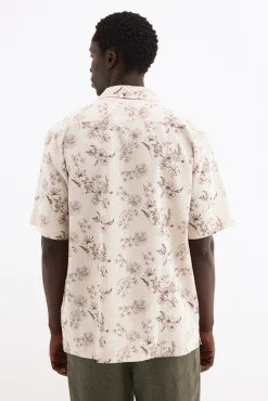 Camisa estampada manga corta lino algodón