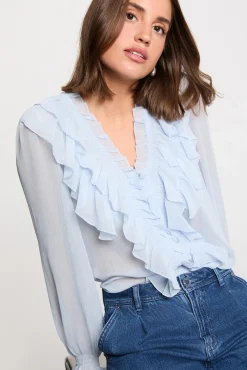 Camisa fluida con cuello en v