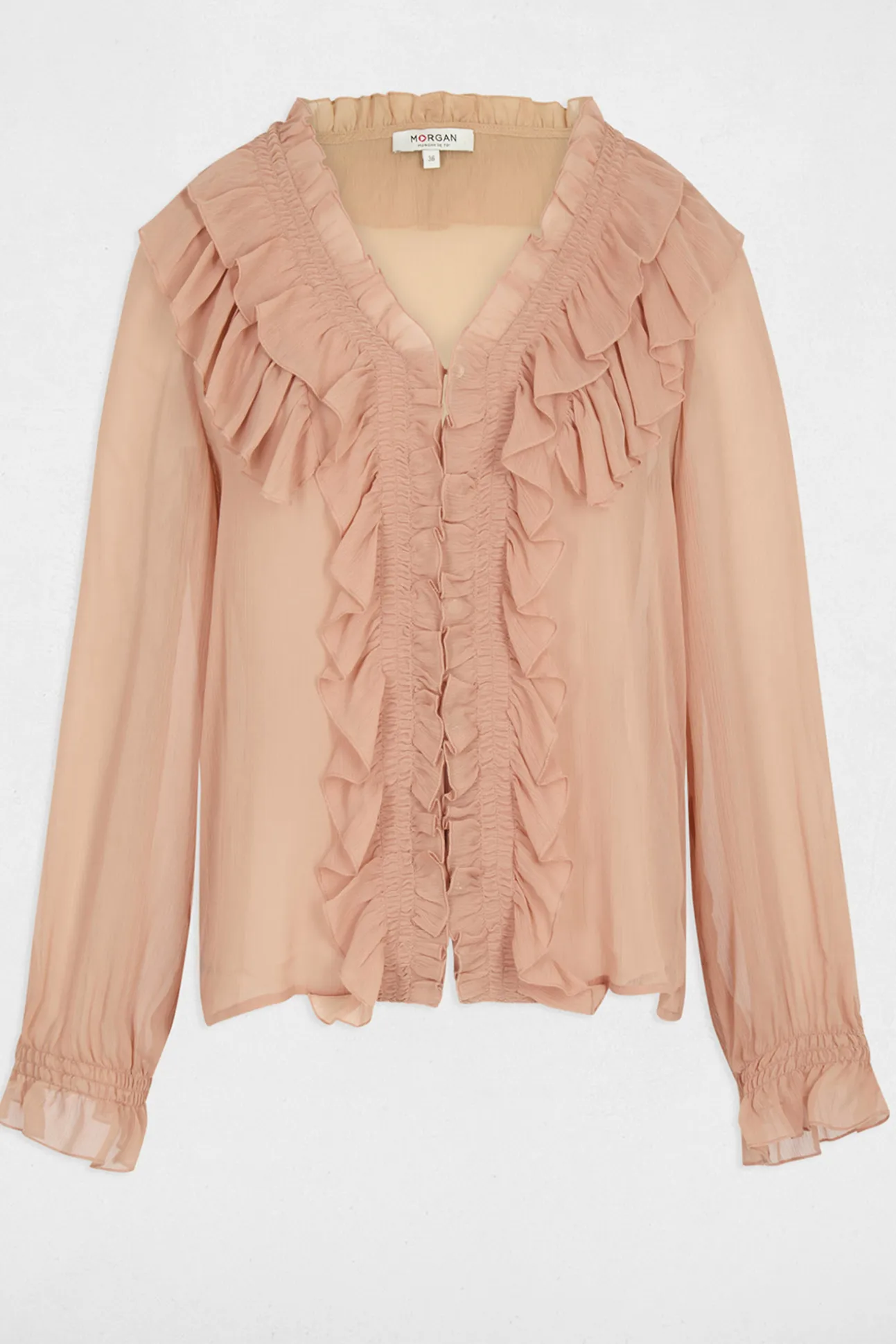 Camisa fluida con cuello en v