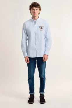 Camisa hombre Valecuatro celeste modelo banderas