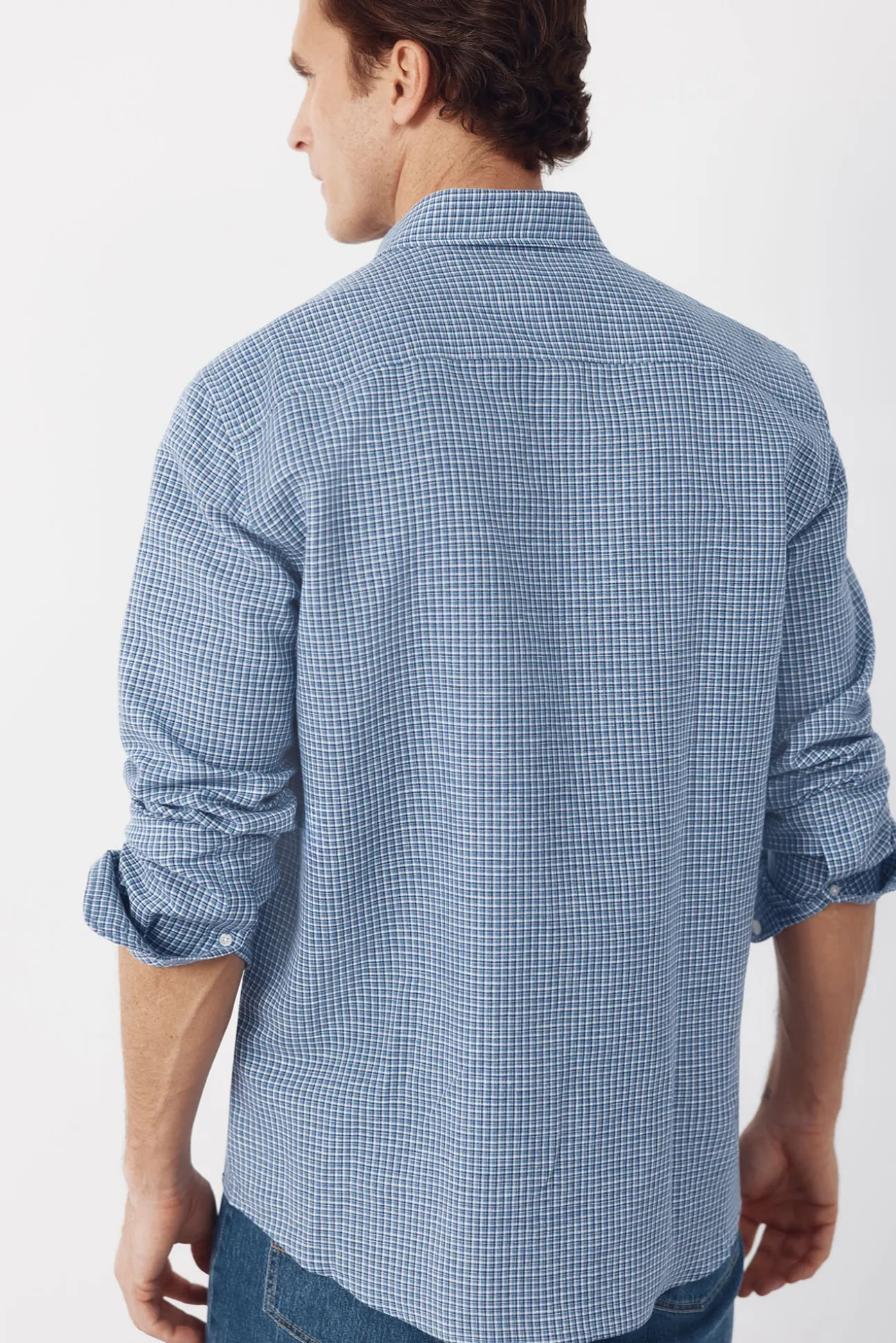 Camisa lino algodón cuadros