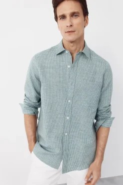 Camisa lino algodón cuadros