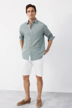 Camisa lino algodón cuadros