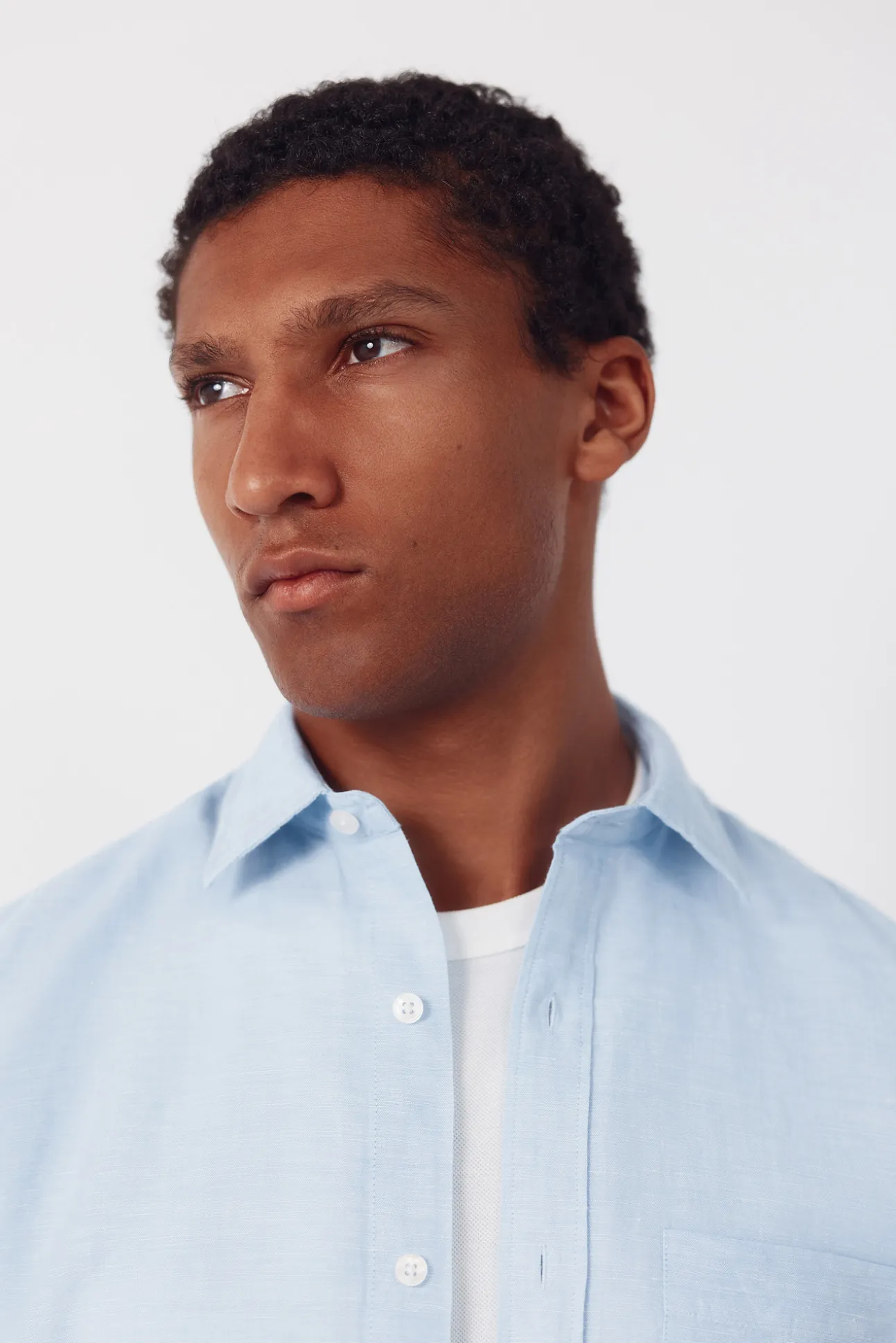 Camisa lino algodón liso