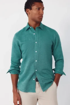 Camisa lino algodón liso