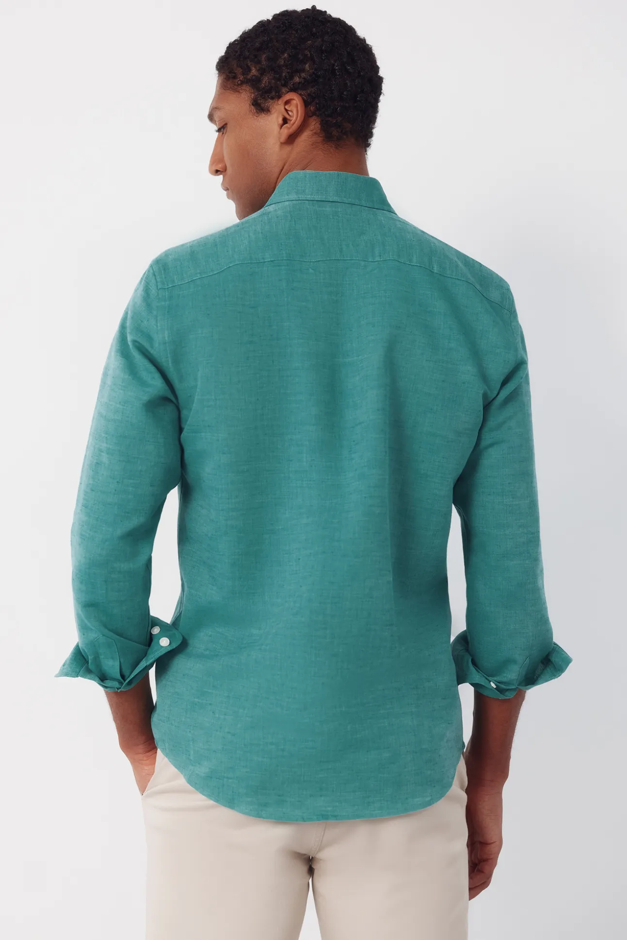 Camisa lino algodón liso