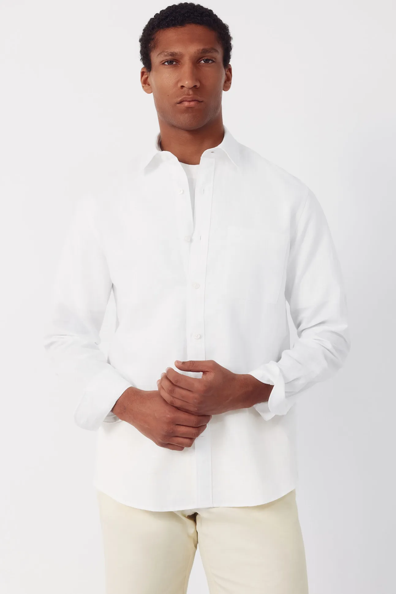 Camisa lino algodón liso