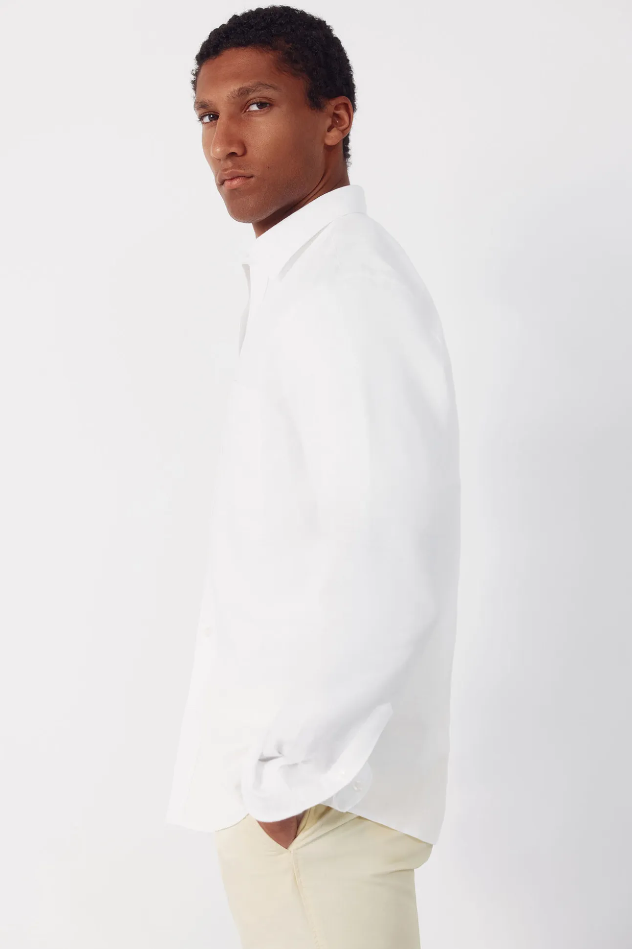 Camisa lino algodón liso