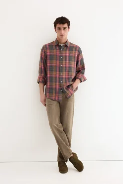 Camisa lino cuadros