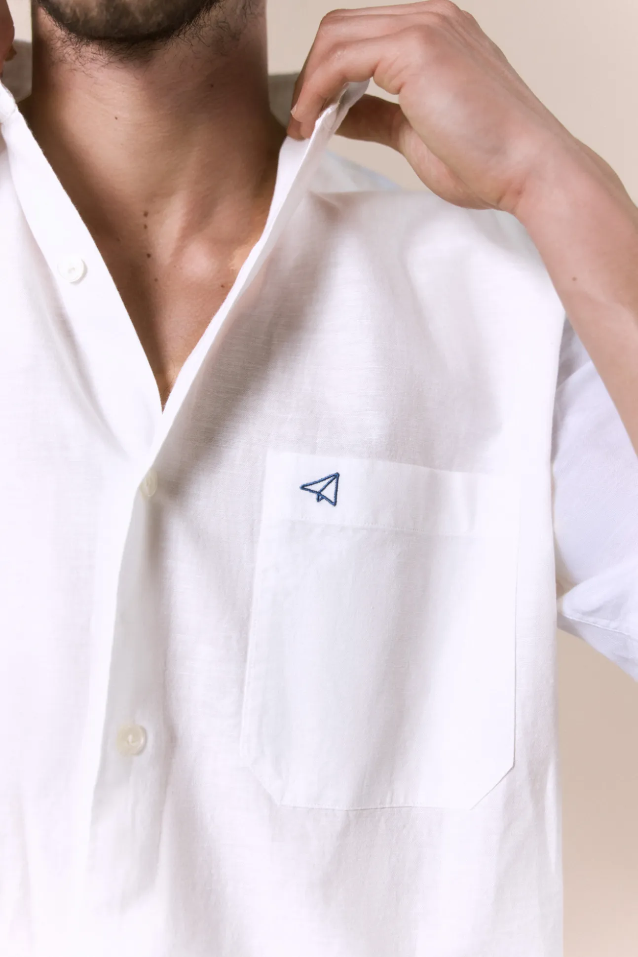 Camisa lino manga corta