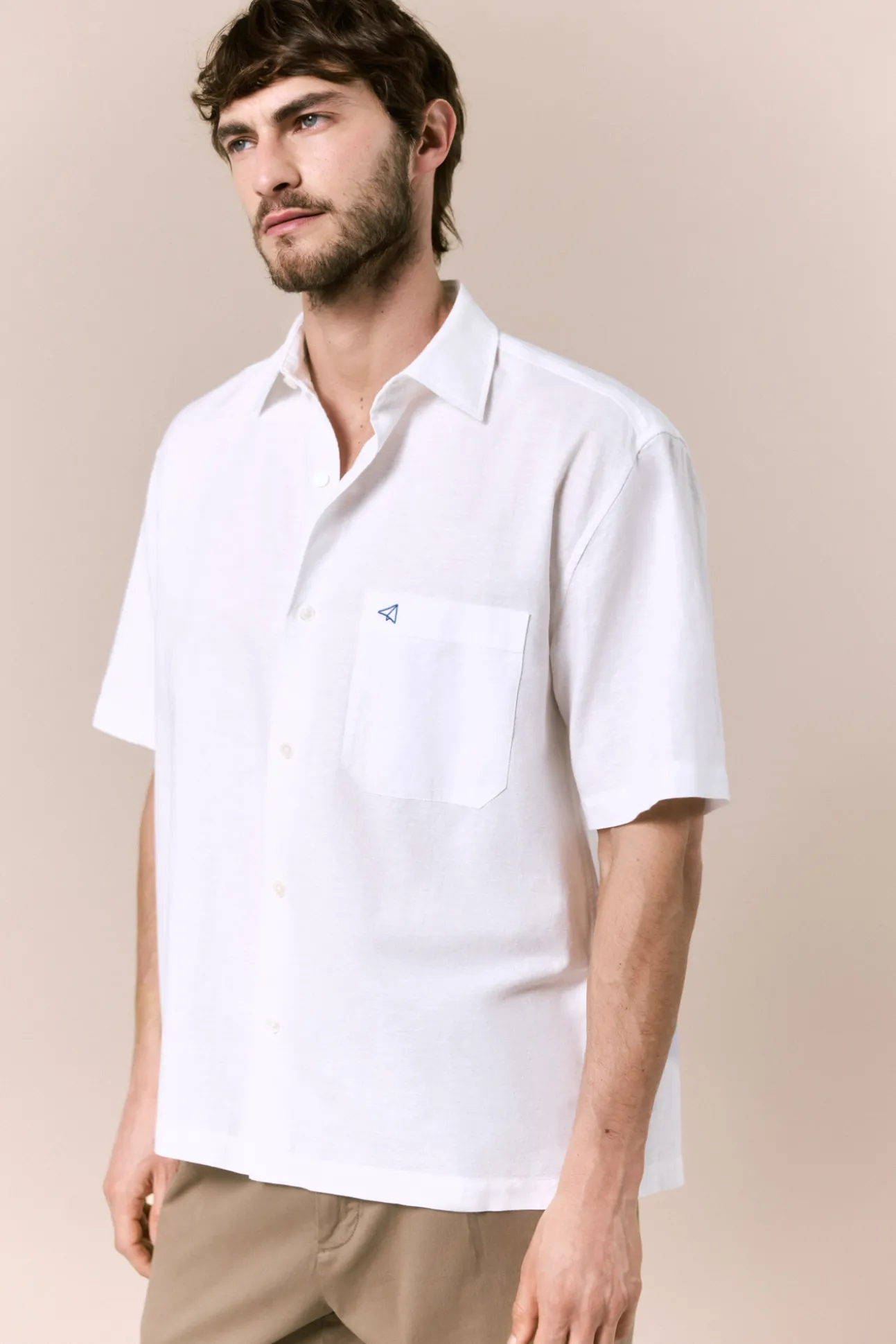 Camisa lino manga corta